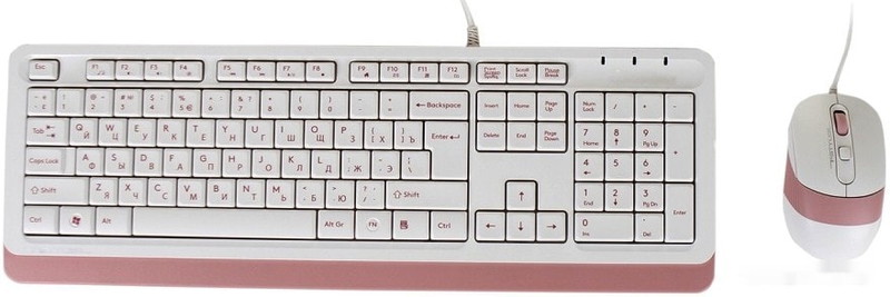 Клавиатура + мышь A4Tech Fstyler F1010 (белый/розовый) - фото