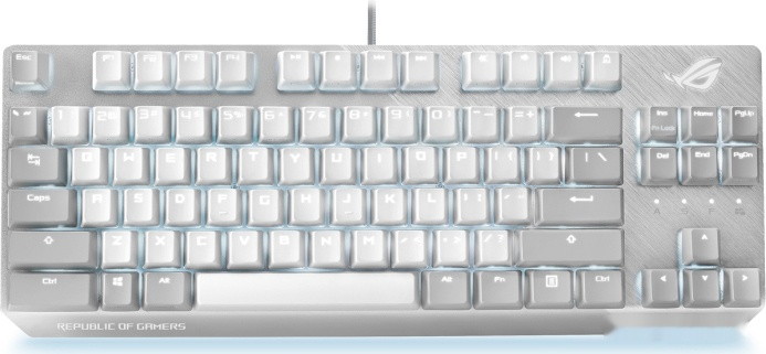 Клавиатура Asus ROG Strix Scope NX TKL (NX RED switches, белый/серый) - фото
