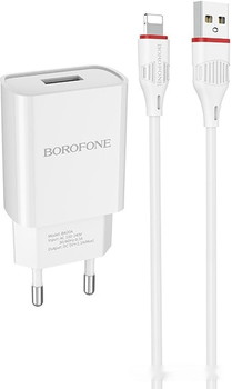 Цены на сетевое зарядное Borofone BA20A Lightning (белый) - фото