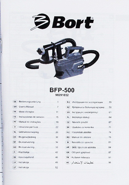 Краскораспылитель BORT BFP-500
