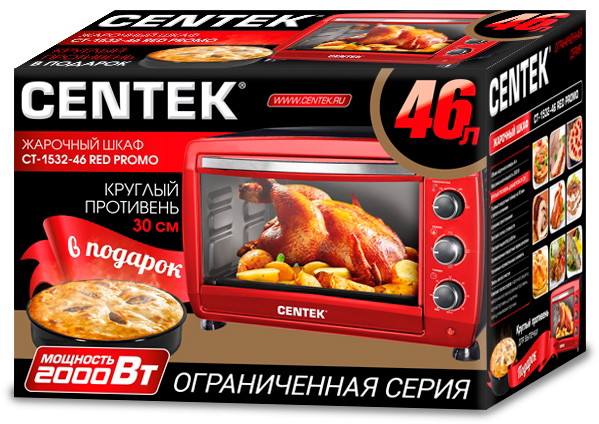 Мини-печь CENTEK CT-1532-46 (красный)
