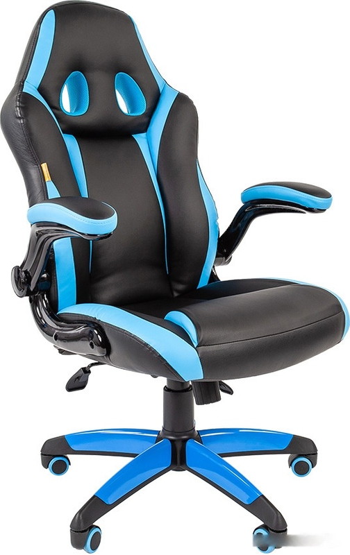 Кресло Chairman Game 15 (черный/голубой)