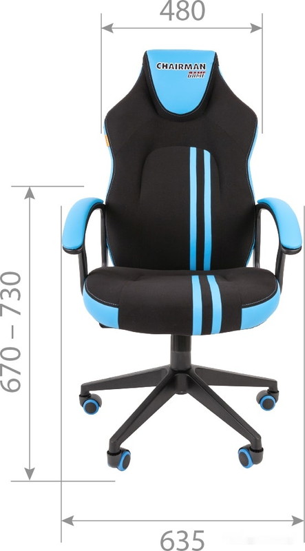 Кресло Chairman Game 26 (черный/голубой)