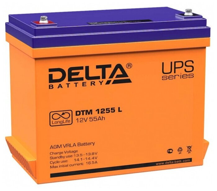 Аккумулятор для ИБП DELTA DTM 1255 L (12В/55 А·ч)