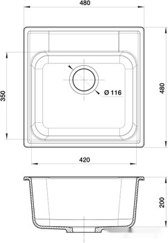 Кухонная мойка GranFest QUARZ GF-Z48 (черный) - фото2