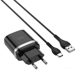 Сетевое зарядное Hoco C12Q USB Type-C (черный) - фото
