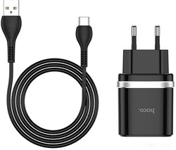 Сетевое зарядное Hoco C12Q USB Type-C (черный) - фото2