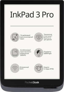 Электронная книга PocketBook InkPad 3 Pro (серый) - фото