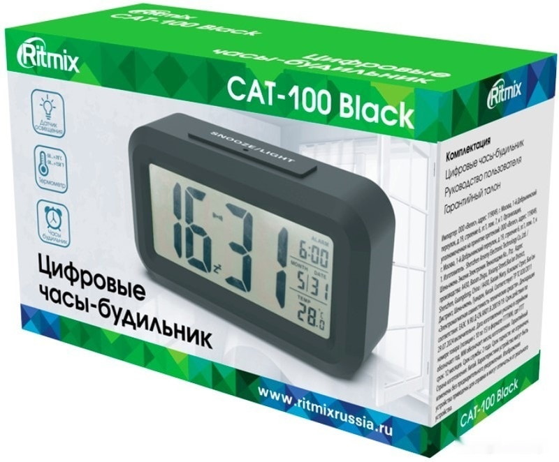 Радиочасы Ritmix CAT-100 (черный)